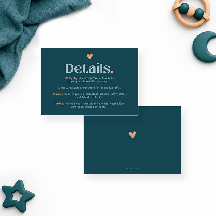 Modern Baby Shower Invitation with Teal and Peach Accents