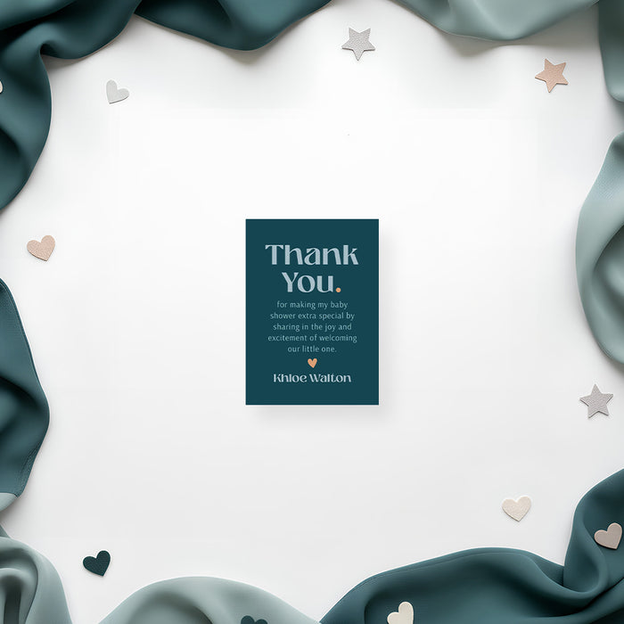 Modern Baby Shower Invitation with Teal and Peach Accents