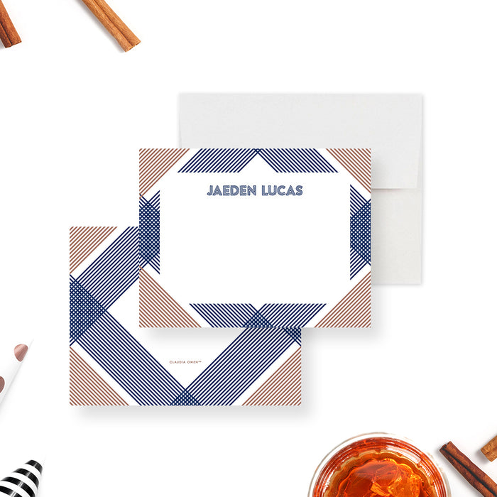 Modern Geometric Note Card, Personalized Gift for Men, Stationery Correspondence Card for Professionals, Scotch and Cigars Birthday Thank You Card for Him