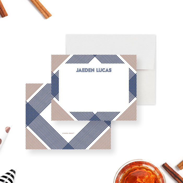 a thank you note card with a geometric pattern design 