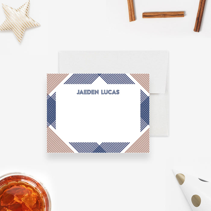 Modern Geometric Note Card, Personalized Gift for Men, Stationery Correspondence Card for Professionals, Scotch and Cigars Birthday Thank You Card for Him