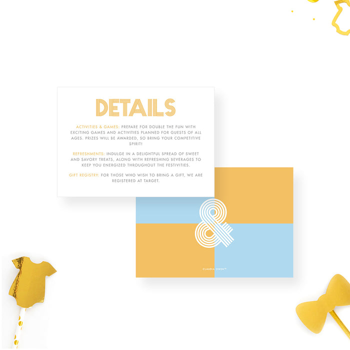 Modern Twin Baby Shower Invitation with Photos, Gender Neutral Twin Baby Shower Invitation with Two Pictures