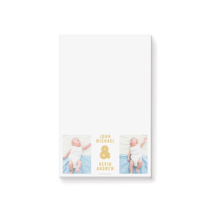 Cute Twins Baby Shower Notepad with Photos, Twins Baby Shower Party Favor with Baby Picture, Twin-themed Baby Shower Stationery Pad