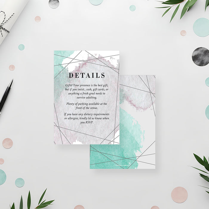 Watercolor Graduation Party Invitation Modern Teal
