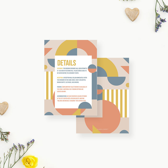 Artistic Wedding Invitation Card with Abstract Geometric Shapes, Modernist Wedding Invitations