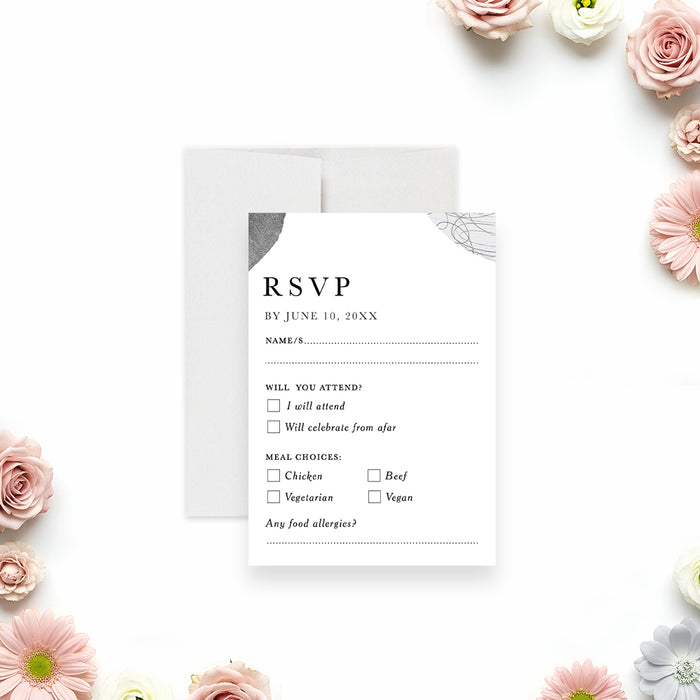 Modern Wedding Invitation Abstract Minimalist Art Invite