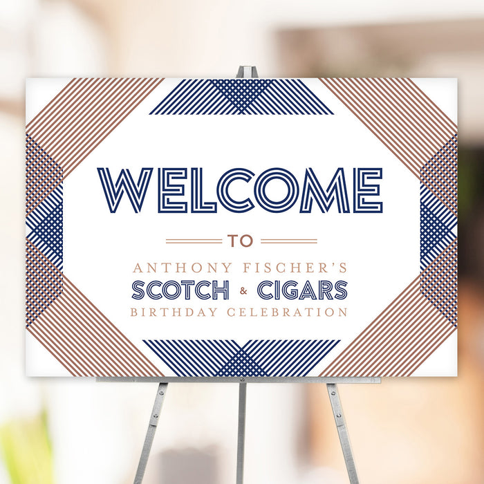 Scotch and Cigars Birthday Invitation Card for Men, Whiskey Tasting Party Invites for Him, Modern Invites for 21st 30th 40th 50th 60th Mens Birthday Party Celebration