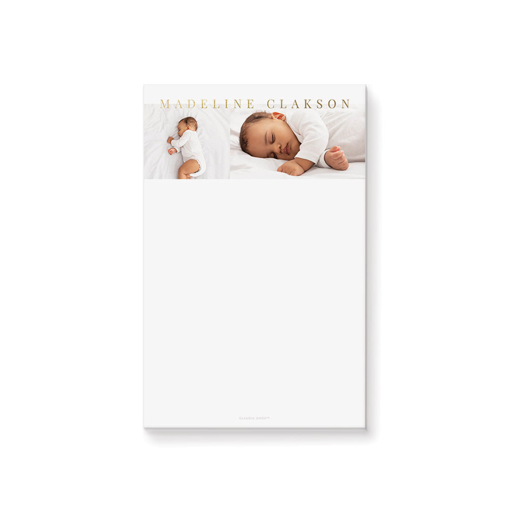 Personalized Baby Photo Notepad, Elegant Baby Shower Party Favor with
