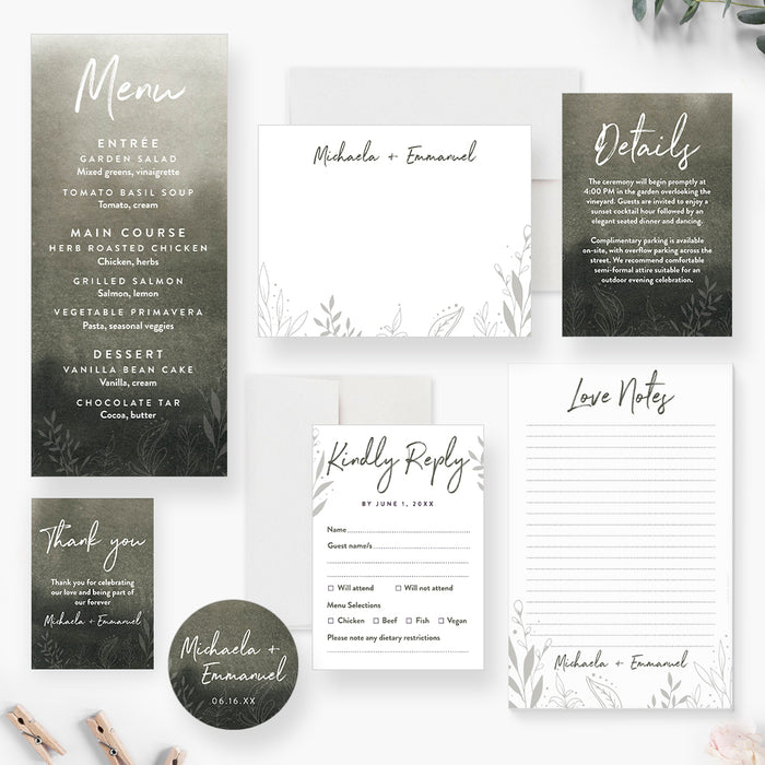 Moody Botanical Wedding Invitation