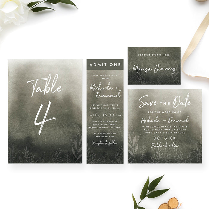 Moody Botanical Wedding Invitation