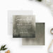moody green botanical wedding save the date card with soft watercolor background, white lettering, and delicate foliage details-front-back
