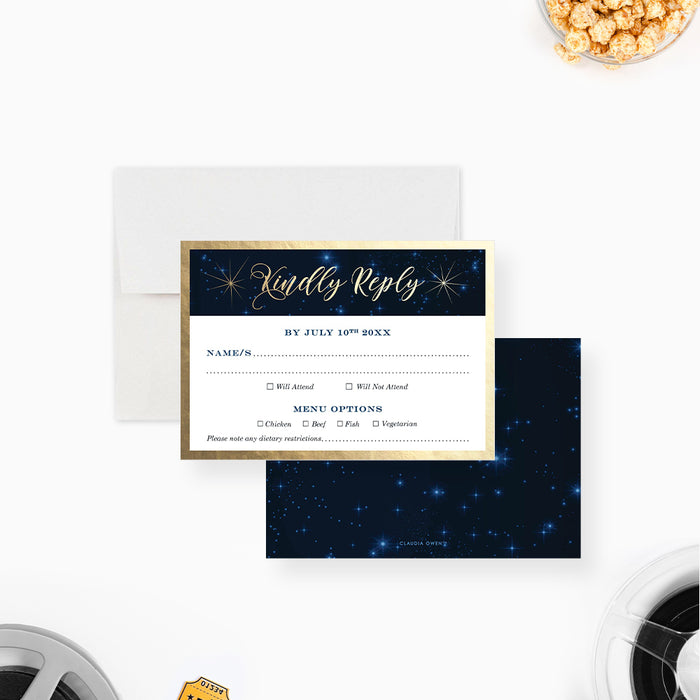 Outdoor Movie Night Birthday Invitation Under the Stars