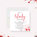 Personalized birthday invitation card featuring a red blood-splatter design and customizable bloody party details.-front