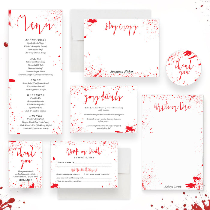Murder Mystery Birthday Party Invitation Bloody Halloween Theme