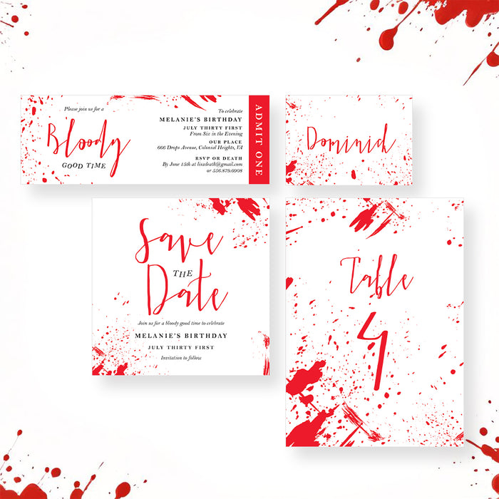 Murder Mystery Birthday Party Invitation Bloody Halloween Theme