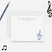 Personalized music teacher note cards with treble clef design