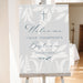 baptism welcome sign with botanical design and cross for christening entrance display