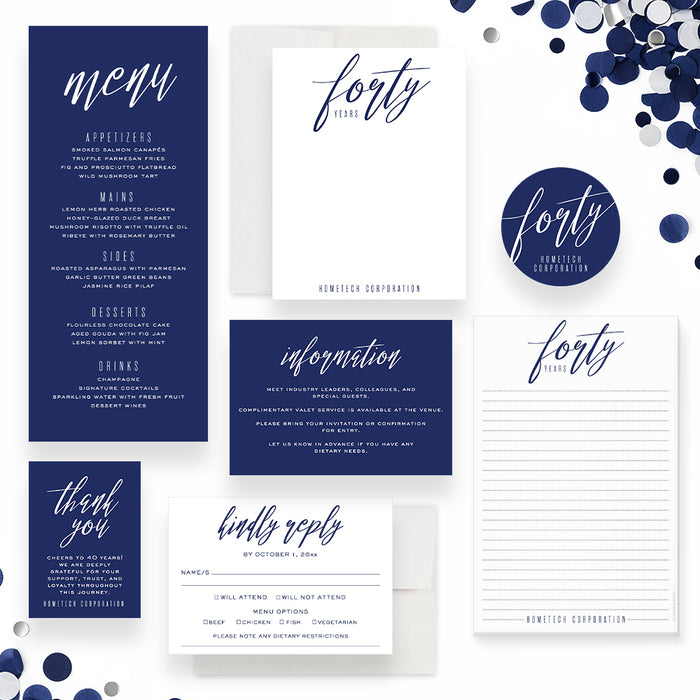 Modern Corporate Anniversary Invitation Navy Business Event