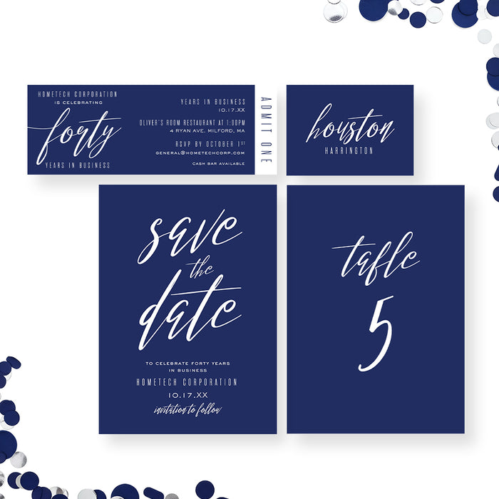 Modern Corporate Anniversary Invitation Navy Business Event