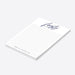 modern corporate personalized notepad with navy script typography and lined writing pages-side