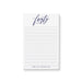 modern corporate personalized notepad with navy script typography and lined writing pages
