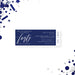 navy blue corporate anniversary ticket invitation with elegant script typography and modern business event layout