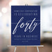 corporate anniversary welcome sign with elegant navy blue and white business event design