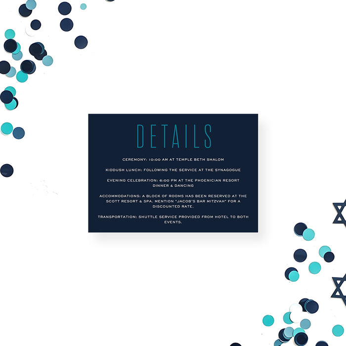 Modern Bar Mitzvah Invitation Navy Blue Teal Bold Design