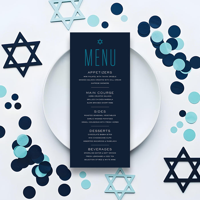 Modern Bar Mitzvah Invitation Navy Blue Teal Bold Design