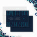 Modern Bar Mitzvah save the date card with navy background and teal typography featuring Star of David and minimalist layout-front-back