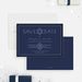 Navy blue Bar Mitzvah save the date card with a Star of David, personalized name, and celebration date.
