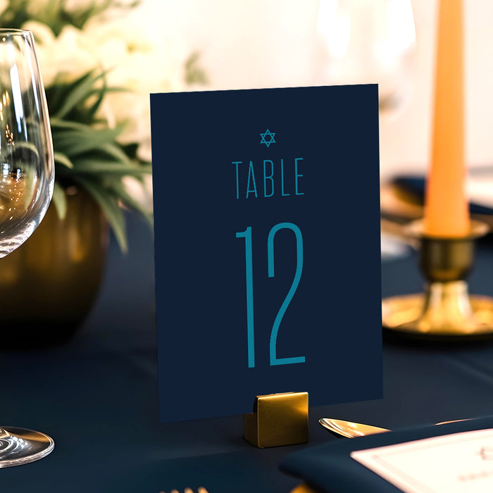 Modern Bar Mitzvah Invitation Navy Blue Teal Bold Design