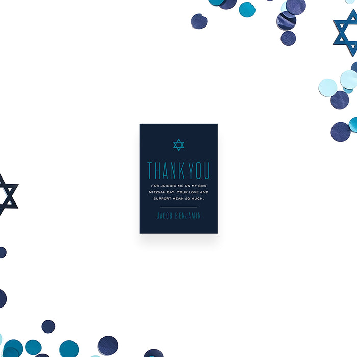 Modern Bar Mitzvah Invitation Navy Blue Teal Bold Design