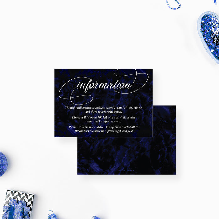 Navy Blue Rehearsal Dinner Invitation Elegant Pre Wedding Card