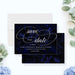 Navy blue save the date card with modern calligraphy script for pre-wedding dinner celebrations-front-back