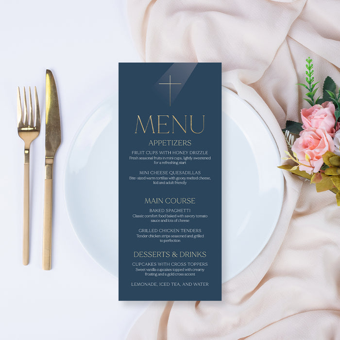 Navy Blue First Holy Communion Invitation