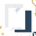 personalized navy blue First Holy Communion thank you card with cross symbol, custom name, white background, and religious stationery design-front-back