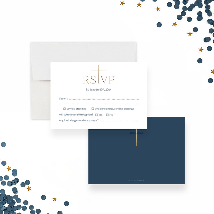 Navy Blue First Holy Communion Invitation