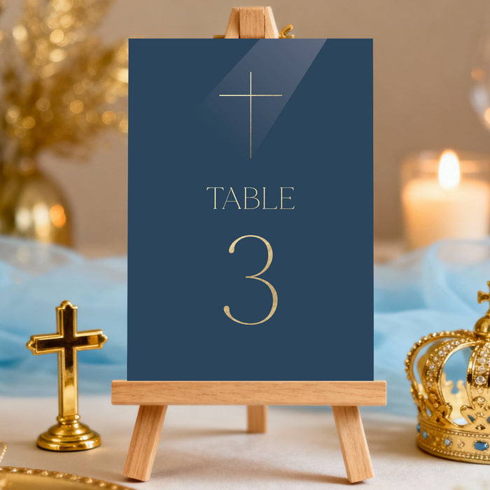 Navy Blue First Holy Communion Invitation