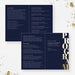 Navy and gold program spreads with welcome, agenda, acknowledgments and sponsor sections.