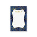 personalized notepad with navy watercolor background, gold-style geometric line design, and custom name