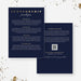 Navy and gold sponsorship package card with sponsorship levels on the front and payment information on the back.