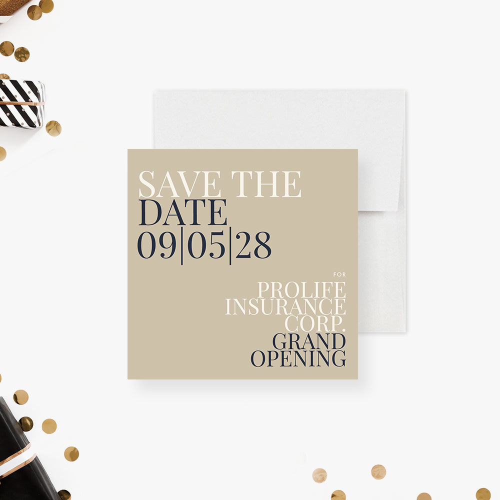 Company Grand Opening Save the Date Card in Subtle Neutral Colors, Sim