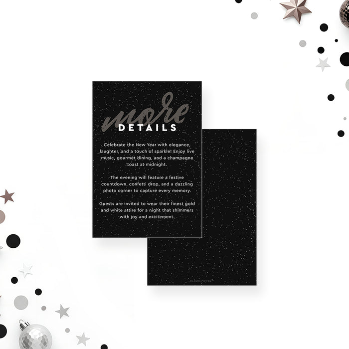 New Year Party Invitation Black Elegant Holiday Event Invite