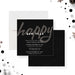 Elegant black New Year party invitation with festive design and modern script text for corporate or holiday celebrations-front-back