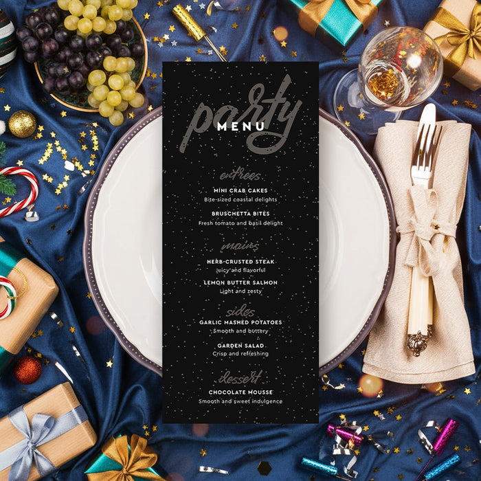 New Year Party Invitation Black Elegant Holiday Event Invite
