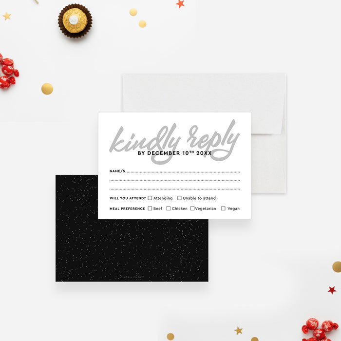 New Year Party Invitation Black Elegant Holiday Event Invite