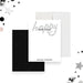 Personalized New Year thank you note card with elegant black and white design and modern lettering for holiday stationery or corporate use-front-back
