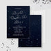 Night Under the Stars sweet 16 invitation front and coordinating navy star patterned back.