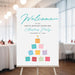 Christmas party welcome sign with colorful sticky note Christmas tree and festive office holiday theme